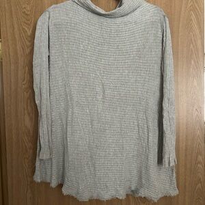 We The Free Gray Ribbed Turtleneck Top